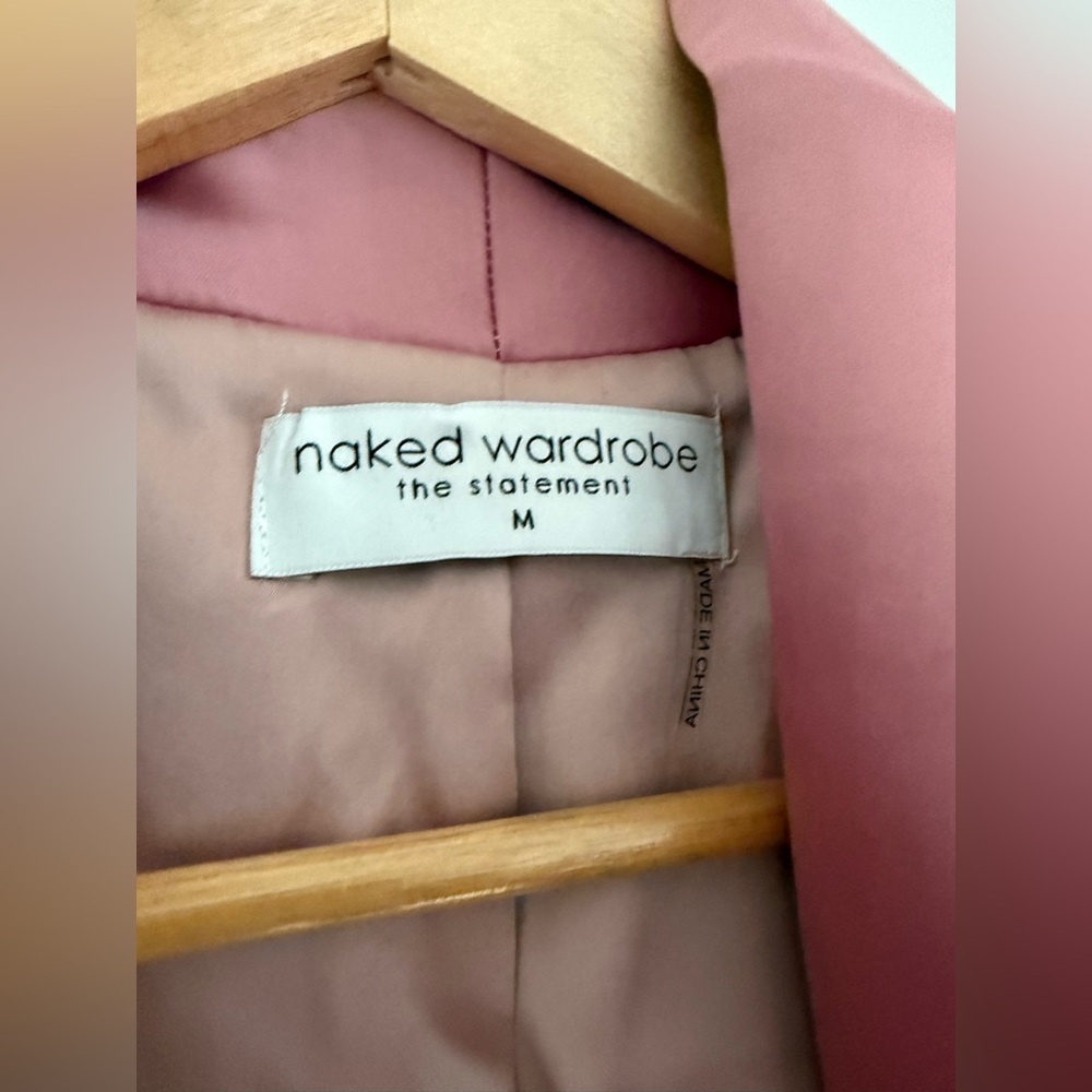 Naked Wardrobe 'The Statement' Silky Pink Duster SMLElegant Pink Feather - Picture 5 of 5